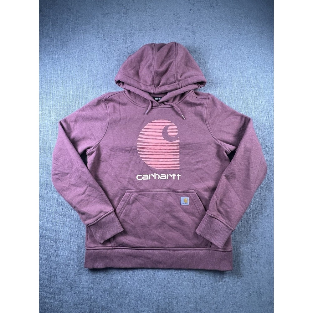 Carhartt Rain Defender Hoodie Women's M 8-10 Red Work Casual Hiking Outdoors